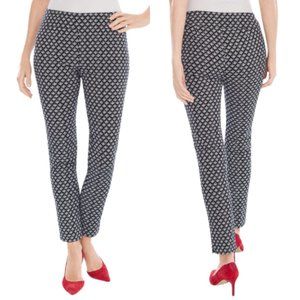 Catherine Malandrino Glider Pant Black Patterned Skinny Stretch Trouser SMALL